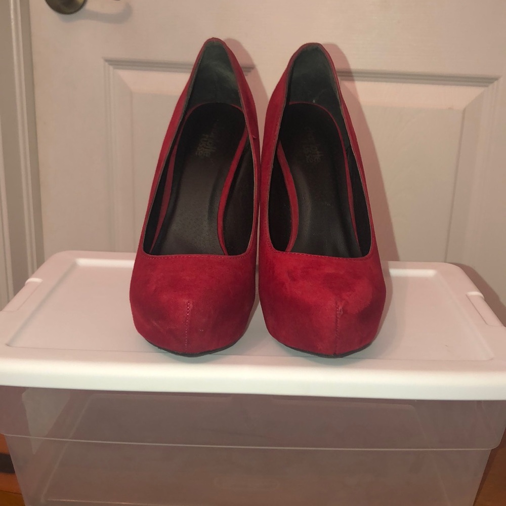 Red Suede Pumps